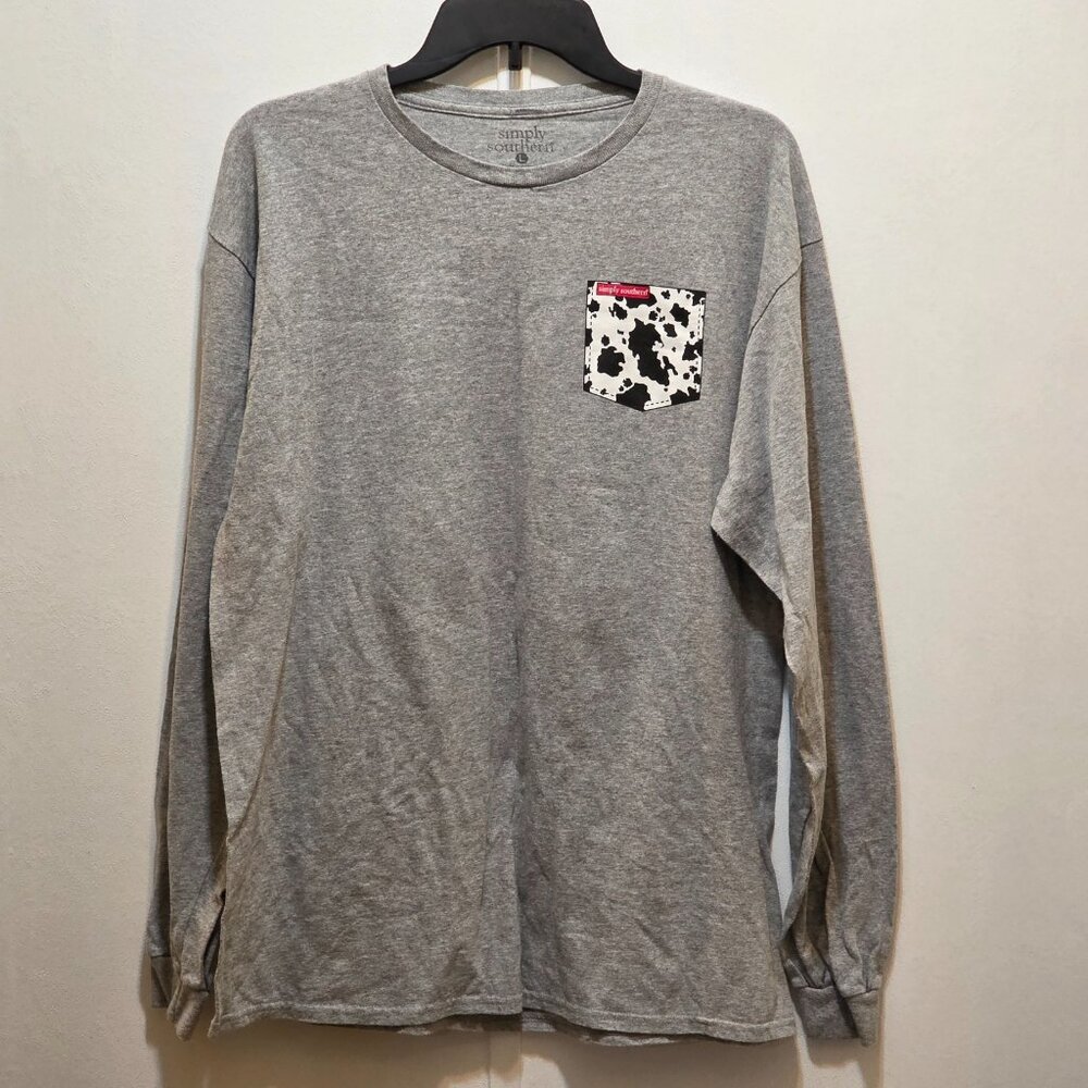 Simply Southern‎ Living the Scrub Life Cow Print Do What You Love L/S T-Shirt L